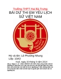 Bài dự thi Em yêu lịch sử Việt Nam