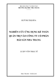 Luận văn thạc sĩ: Nghiên cứu ứng dụng kế toán quản trị vào công ty cổ phần hải sản Nha Trang