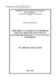 Luận văn thạc sĩ giáo dục: Khảo sát các kỹ thuật dạy môn biên dịch tại khoa Tiếng Anh trường Đại học Tây Nguyên