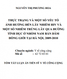 Tóm tắt Luận án Tiến sĩ Y tế công cộng: Thực trạng và một số yếu tố ảnh hưởng đến lây nhiễm HIV và một số nhiễm trùng lây qua đường tình dục ở nhóm nam bán dâm đồng giới tại Hà Nội, 2009 - 2010