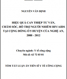 Tóm tắt Luận án Tiến sĩ Y tế công cộng: Hiệu quả can thiệp tư vấn, chăm sóc, hỗ trợ người nhiễm HIV/AIDS tại cộng đồng ở 5 huyện của Nghệ An, 2008 - 2012