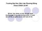 Bài thuyết trình Các nhóm vi sinh vật gây bệnh thường gặp trong môi trường nước. Vi sinh vật chỉ thị, ý nghĩa của vi sinh vật chỉ thị