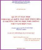 Luận án Tiến sĩ Quản lý giáo dục: Quản lý dạy học theo quan điểm dạy học phân hóa ở trường Trung học phổ thông Việt Nam hiện nay