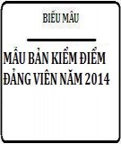 Mẫu bản kiểm điểm đảng viên năm 2014