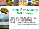 Bài giảng Kinh tế và quản lý môi trường: Chuyên đề 1 - PGS.TS  Lê Thu Hoa