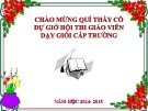 Bài giảng Sinh học năm học 2014-2015: Chuyển hóa vật chất và năng lượng trong tế bào