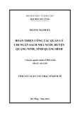 Tóm tắt Luận văn Thạc sĩ Quản trị kinh doanh: Hoàn thiện công tác quản lý chi ngân sách nhà nước huyện Quảng Ninh, tỉnh Quảng Bình