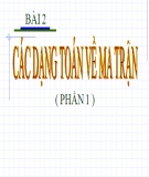 Bài giảng Toán cao cấp: Bài 2 -  Các dạng toán về ma trận