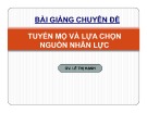 Bài giảng chuyên đề Tuyển mộ và lựa chọn nguồn nhân lực - Lê Thị Hạnh