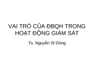 Bài giảng Vai trò của ĐBQH trong hoạt động giám sát - TS. Nguyễn Sĩ Dũng