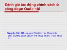 Bài giảng Đánh giá tác động chính sách ở công đoạn Quốc hội - Nguyễn Văn Mễ