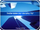 Bài giảng Thẩm định dự án đầu tư - ĐH Kinh tế TP.HCM