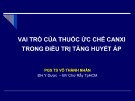 Bài giảng Vai trò của thuốc ức chế canx trong điều trị tăng huyết áp – PGS. TS Võ Thành Nhân