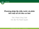 Bài giảng Phương pháp lấy mẫu nước và phân tích một số chỉ tiêu cơ bản