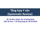 Bài giảng Tổng hợp Y văn (Systematic Review) - BS. Võ Hữu Thuận, GS. Lê Hoàng Ninh