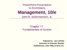 Management  - Chapter 17: Fundamentals of Control