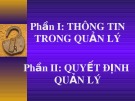 Bài giảng Thông tin - Quyết định quản lý