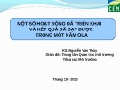 Báo cáo Một số hoạt động đã triển khai và kết quả đã đạt được trong một năm qua