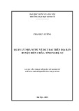 Luận văn Thạc sĩ Quản lý kinh tế: Quản lý nhà nước về đất đai trên địa bàn huyện Diễn Châu, tỉnh Nghệ An