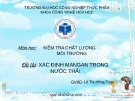 Bài thuyết trình: Xác định mangan trong nước thải