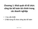 Bài giảng Chương 1: Khái quát về tổ chức công tác kế toán tài chính trong các doanh nghiệp