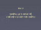 Bài giảng Bài 13: Những quy định về chế độ tài sản vợ chồng