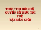 Bài giảng Chuyên đề: Sở hữu trí tuệ 2 - Thực thi bảo hộ quyền sở hữu trí tuệ tại biên giới