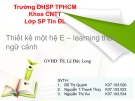 Bài thuyết trình: Thiết kế một hệ E – learning theo ngữ cảnh