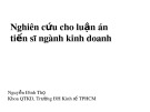 Bài giảng Nghiên cứu cho luận án tiến sĩ ngành kinh doanh - Nguyễn Đình Thọ