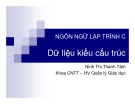 Bài giảng Ngôn ngữ lập trình C: Dữ liệu kiểu cấu trúc - Ninh Thị Thanh Tâm