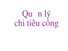 Bài giảng về Quản lý chi tiêu công