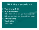 Bài giảng Bài 4: Quy phạm pháp luật