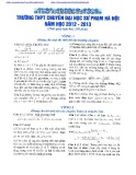 Đề thi tuyển sinh vào lớp 10 môn: Toán - Trường THPT chuyên Đại học Sư phạm Hà Nội (Năm học 2012-2013)