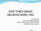 Bài giảng Giới thiệu mạng neuron nhân tạo - Tô Hoài Việt
