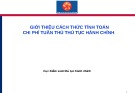 Bài giảng Giới thiệu cách thức tính toán chi phí tuân thủ thủ tục hành chính