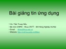 Bài giảng Tin học ứng dụng: Chương 4 - Trần trung Hiếu