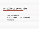 Bài giảng Mật mã và ứng dụng: An toàn cơ sở dữ liệu - Trần Đức Khánh