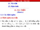 Bài giảng Toán cao cấp 1 - Chương 1: Ma trận và Định thức