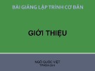 Bài giảng Lập trình cơ bản: Giới thiệu - TS. Ngô Quốc Việt