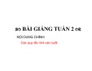 Bài giảng Xác suất thống kê: Tuần 2