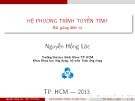 Bài giảng Hệ phương trình tuyến tính - Nguyễn Hồng Lộc (ĐH Bách Khoa)