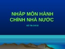 Bài giảng Nhập môn hành chính nhà nước