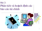 Bài giảng Bài 2: Phân tích và hoạch định các báo cáo tài chính