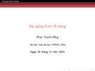 Bài giảng Kinh tế lượng: Bài 1 - Phan Thanh Hồng (ĐH Thăng Long)