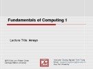 Lecture Fundamentals of computing 1: Lecture 6 - Duy Tan University