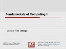 Lecture Fundamentals of computing 1: Lecture 7 - Duy Tan University