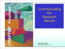 Lecture Marketing research - Chapter 14: Communicating the research results