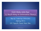 Bài giảng Lý thuyết thông tin (Information Theory): Chương 0 - Nguyễn Thành Nhựt