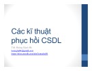 Bài giảng Các hệ quản trị cơ sở dữ liệu: Các kỹ thuật phục hồi cơ sở dữ liệu - ThS. Hoàng Mạnh Hà