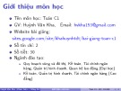 Bài giảng Toán C1: Chương giới thiệu - ThS. Huỳnh Văn Kha